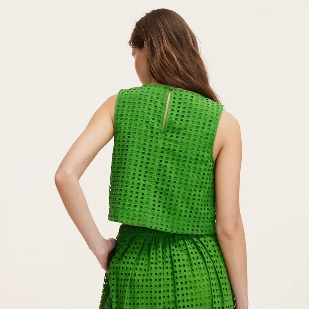 Kate Spade x Target Eyelet Shell Tank Top Green NWT - Picture 3 of 7
